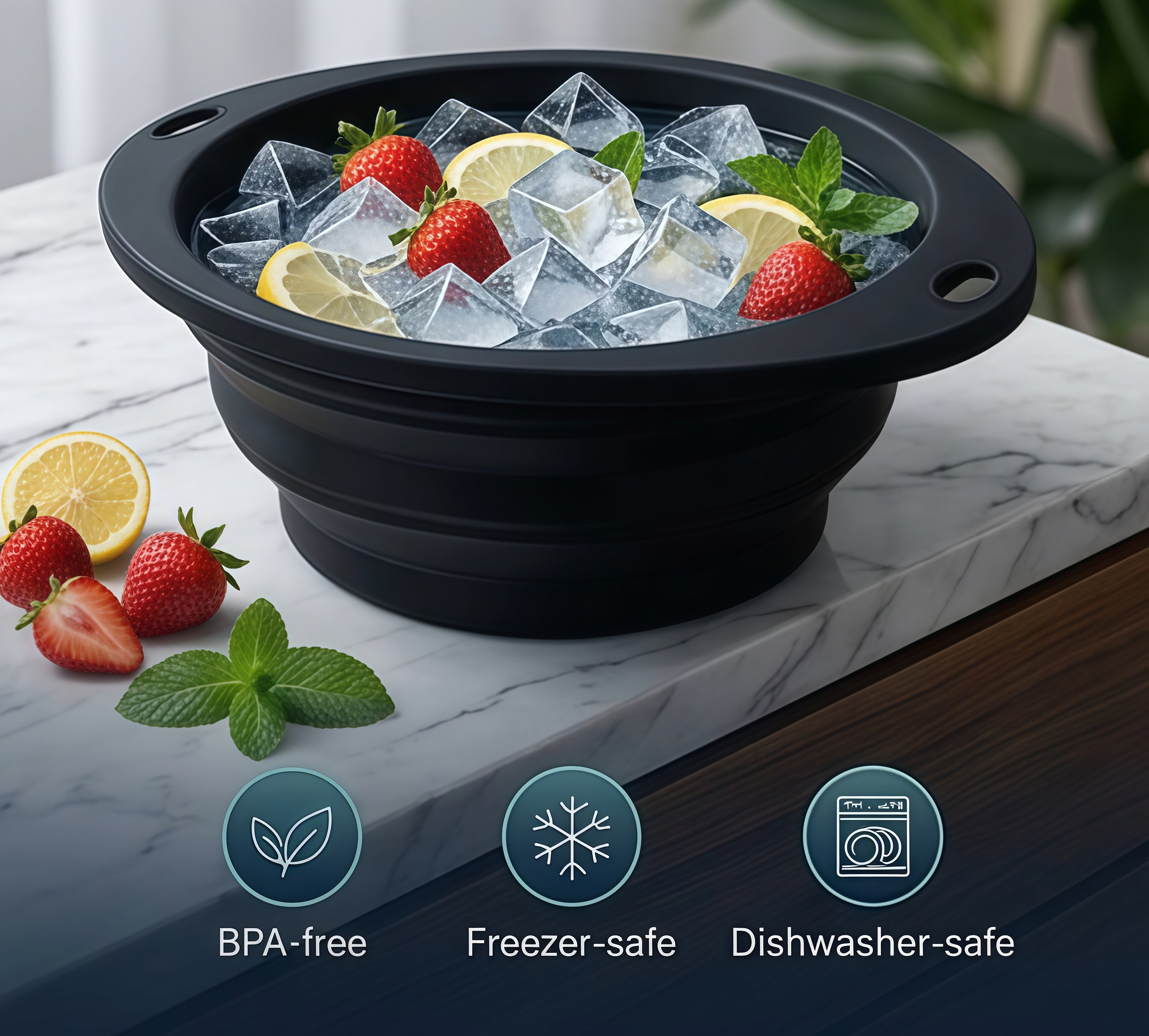 Face Ice Bath Bowl - Foldable Face Tub with Built-In Ice Tray